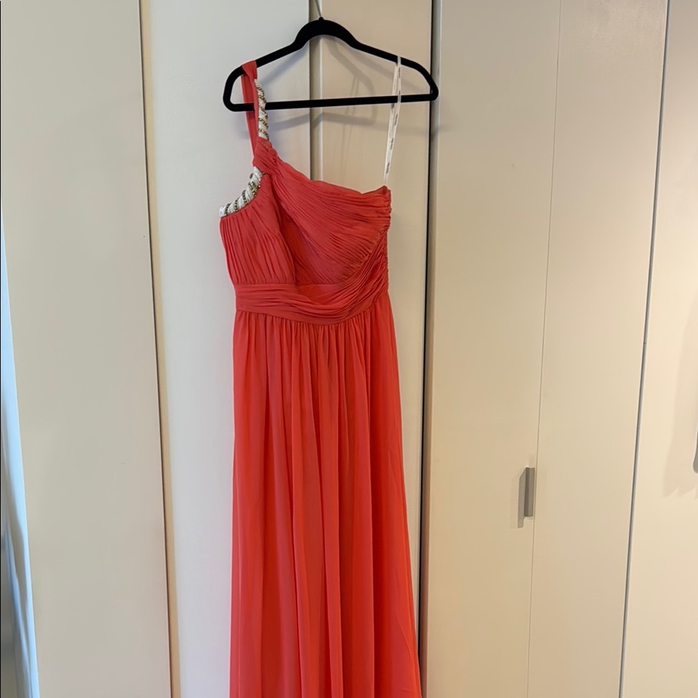 Calvin Klein Coral One Shoulder Dress